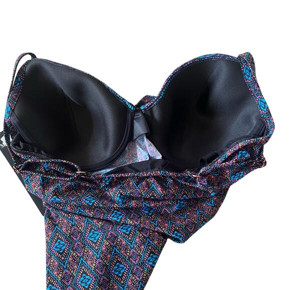 NWT Miraclesuit Allura Swim Tankini Top in Romani Size 10 Multicolor Geometric - Picture 8 of 8